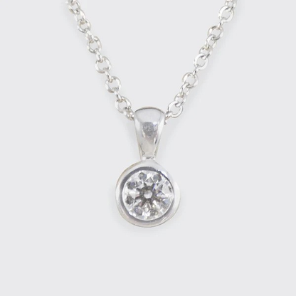 Diamond Bezel Set Pendant Necklace In 9 Carat White Gold