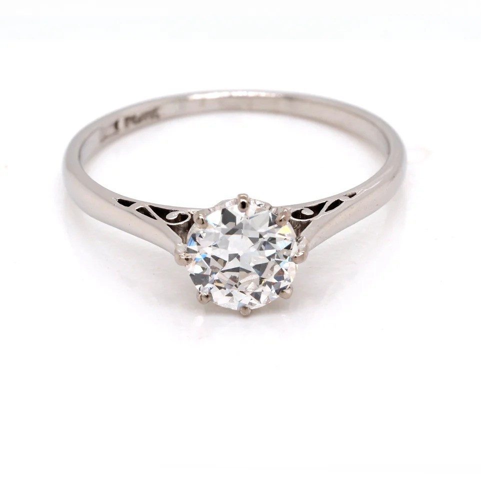 Art Deco Diamond Solitaire Ring In Platinum