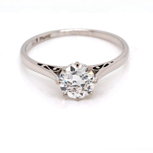 Art Deco Diamond Solitaire Ring In Platinum