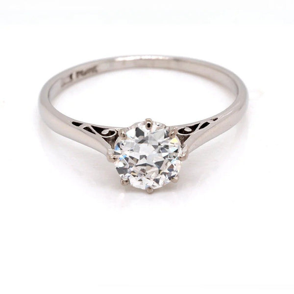 Art Deco Diamond Solitaire Ring In Platinum