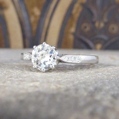 Diamond solitaire engagement ring in platinum.