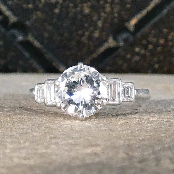 Art Deco 1.2 carat diamond solitaire ring in platinum