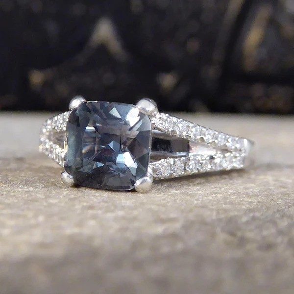 1.50 Carat Teal Sapphire And Diamond Ring In Platinum