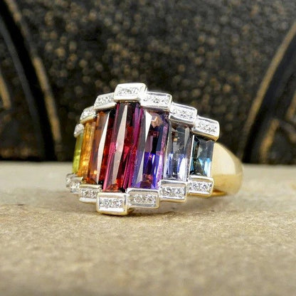 Bellarri Multi Gem Ring In 18 Carat Yellow And White Gold