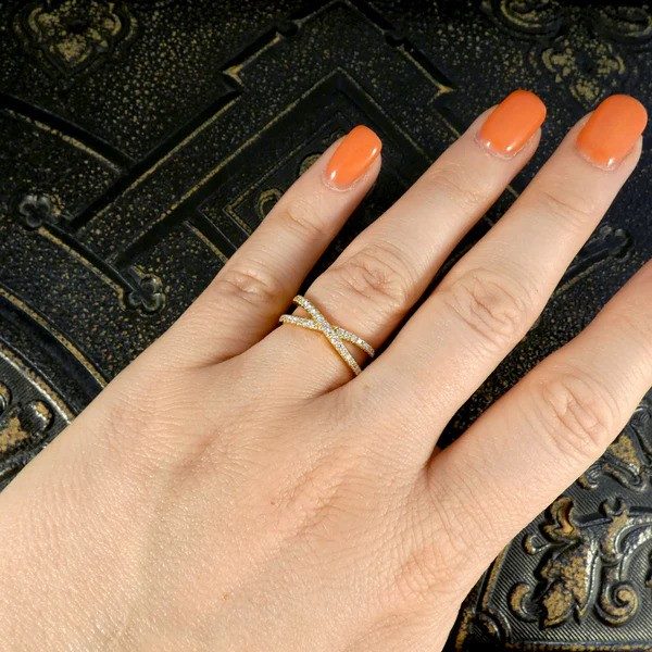 Diamond Two Strand Crossover Ring In 18 Carat Yellow Gold