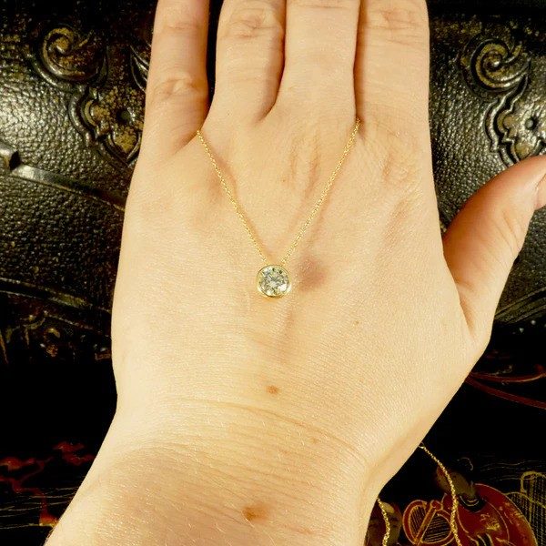 Bezel Set Champagne Diamond Necklace In 18 Carat Yellow Gold