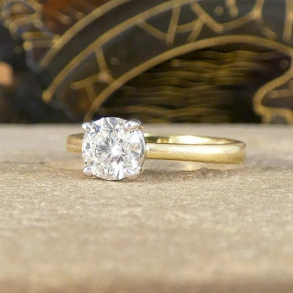 Diamond Solitaire Engagement Ring In 18 Carat Yellow And White Gold