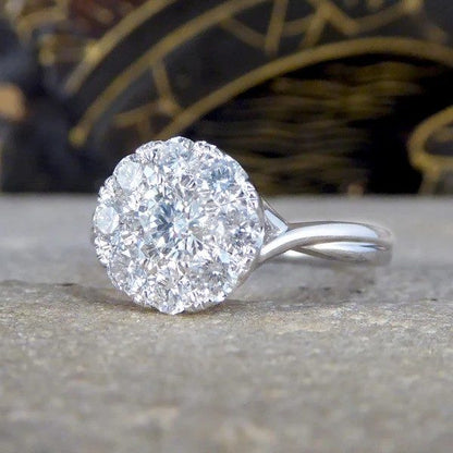 Diamond solitaire illusion ring in platinum