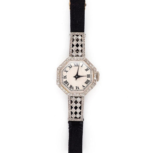 Art Deco Platinum Quartz Cocktail Watch, Circa 1920
