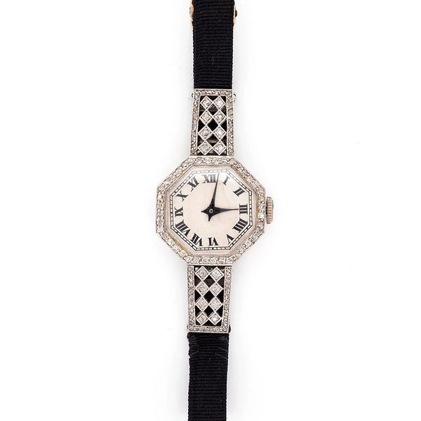 Art Deco Platinum Quartz Cocktail Watch, Circa 1920