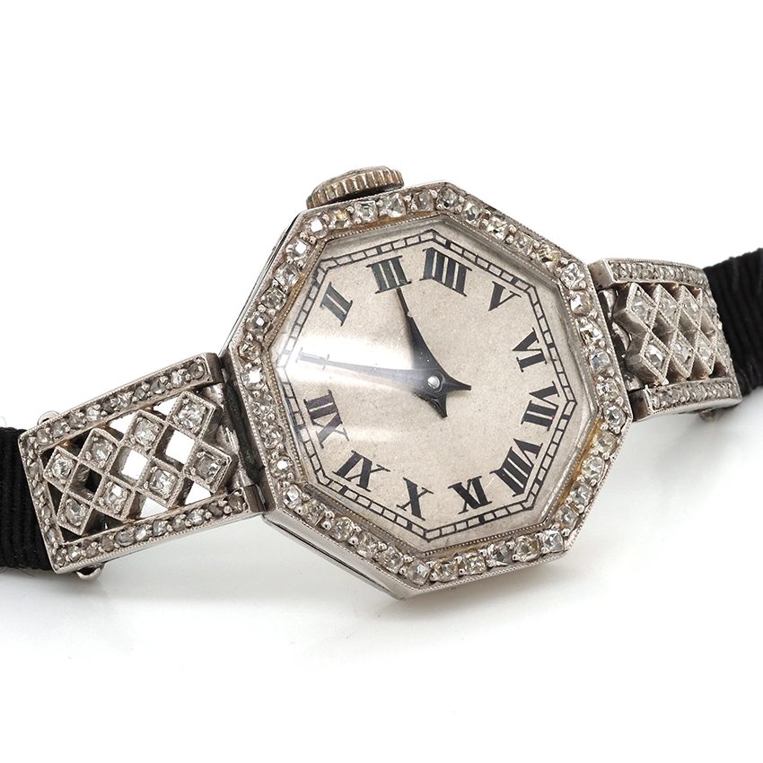 Art Deco Platinum Quartz Cocktail Watch, Circa 1920