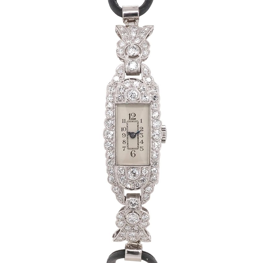 Art Deco Diamond Set Platinum Ladies Cocktail Watch, Circa 1925
