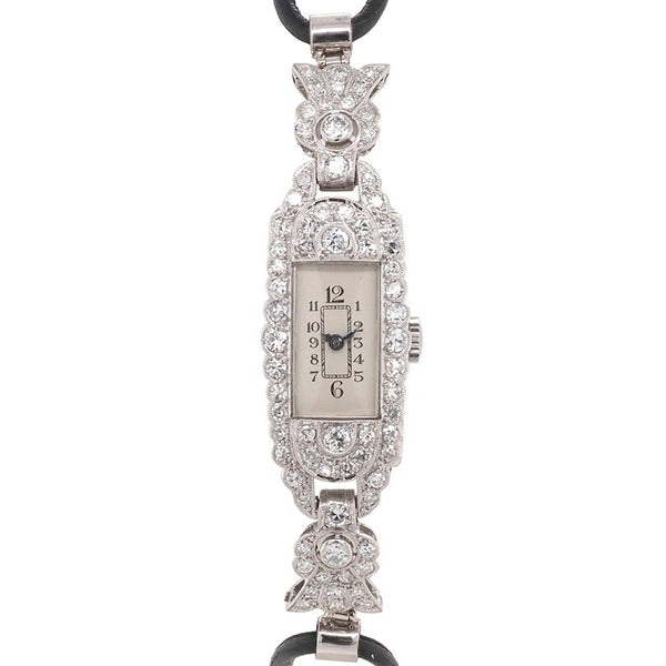 Art Deco Diamond Set Platinum Ladies Cocktail Watch, Circa 1925