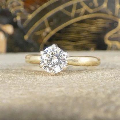 Classic Diamond Solitaire Engagement Ring In 14 Carat White And Yellow Gold