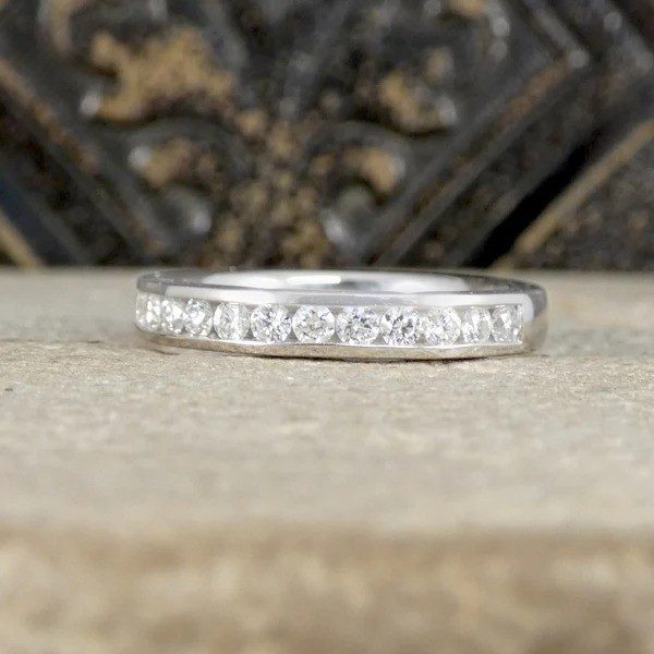 New Channel Set Diamond Half Eternity Ring In Platinum