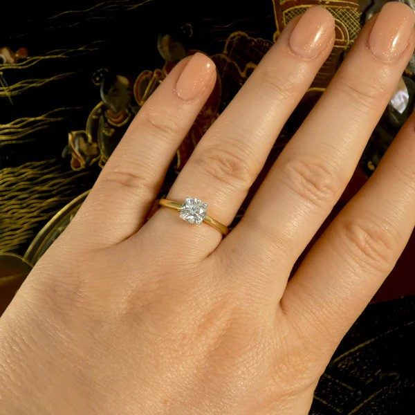 Diamond Solitaire Engagement Ring In 18 Carat Yellow And White Gold