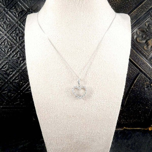 Heart Shaped Diamond Pendant Necklace In 18 Carat White Gold