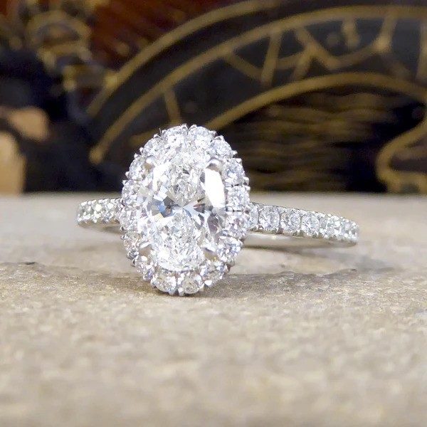 GIA Certified Diamond Cluster Ring In Platinum