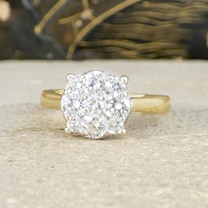 Diamond Illusion Cluster Ring In 18 Carat White And Yellow Gold