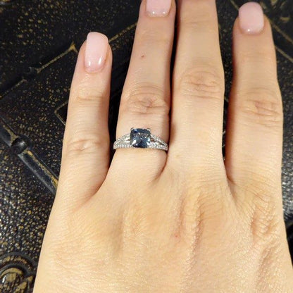 1.50 Carat Teal Sapphire And Diamond Ring In Platinum