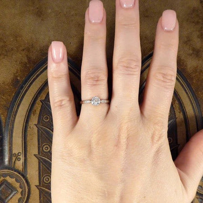 Diamond solitaire engagement ring in platinum.