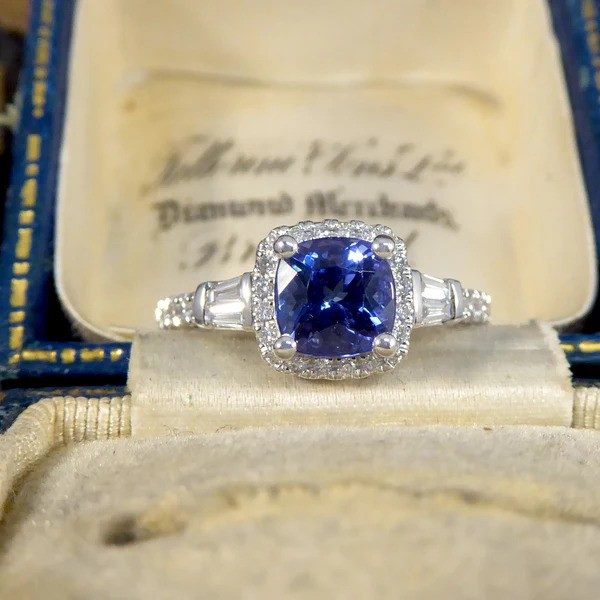 1.18 Carat Tanzanite And Diamond Cluster Ring In Platinum