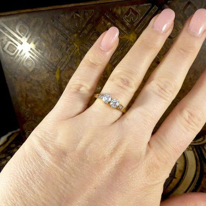 Old Cut Diamond Two Stone Ring In 18 Carat White And 18 Carat Yellow Gold