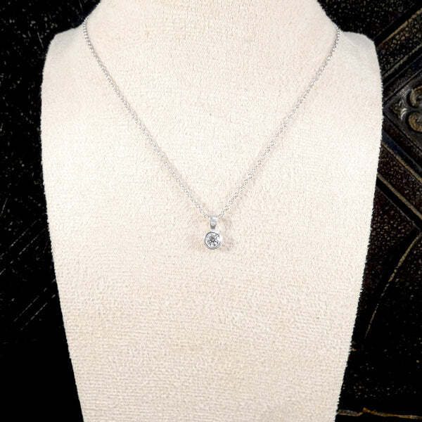 Diamond Bezel Set Pendant Necklace In 9 Carat White Gold