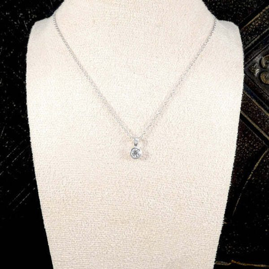 Diamond Bezel Set Pendant Necklace In 9 Carat White Gold