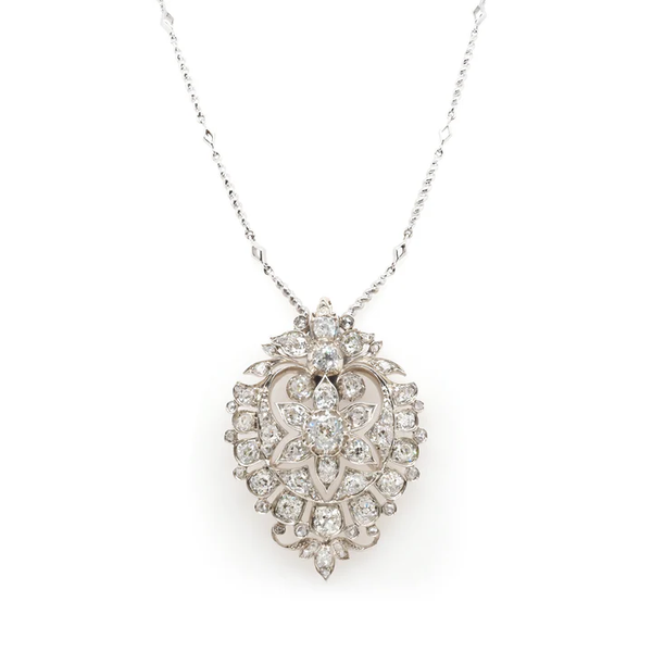 Victorian Old Cut Diamond Shield Brooch In Gold And Silver