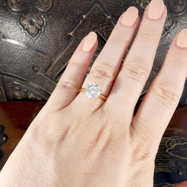 Classic 2.78 Carat Diamond Solitaire Engagement Ring In 18 Carat Yellow And White Gold
