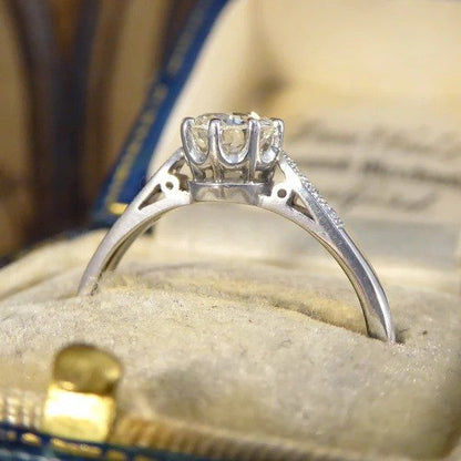 Diamond solitaire engagement ring in platinum.