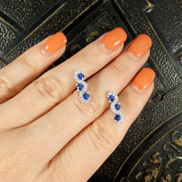 Sapphire and diamond earrings in platinum.