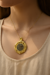 18 Carat Gold Pendant With Ptolemaic Bronze Coin And Cultured Pearls