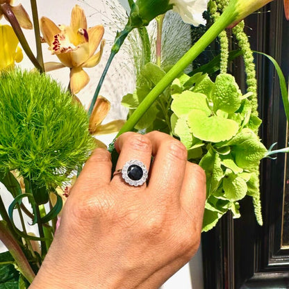 Art Deco 2.70 Carat Sapphire And Diamond Cluster Ring In Platinum