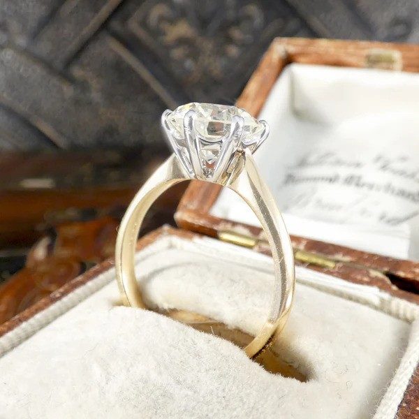 Classic 2.78 Carat Diamond Solitaire Engagement Ring In 18 Carat Yellow And White Gold