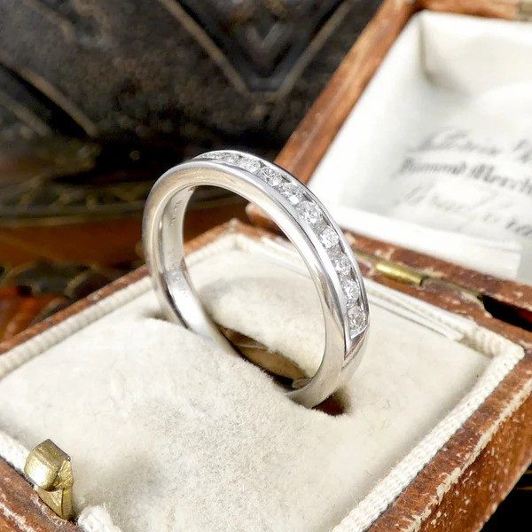 New Channel Set Diamond Half Eternity Ring In Platinum