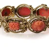 Antique Italian Carved Coral Bracelet In 18 Carat Yellow Gold