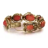 Antique Italian Carved Coral Bracelet In 18 Carat Yellow Gold