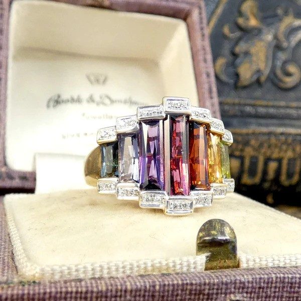 Bellarri Multi Gem Ring In 18 Carat Yellow And White Gold