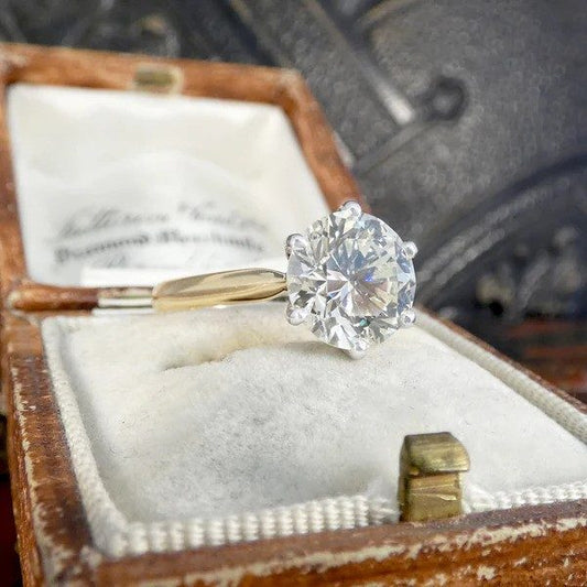 Classic 2.78 Carat Diamond Solitaire Engagement Ring In 18 Carat Yellow And White Gold