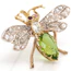 Victorian Gold And Silver Diamond, Peridot, And Ruby Insect Brooch