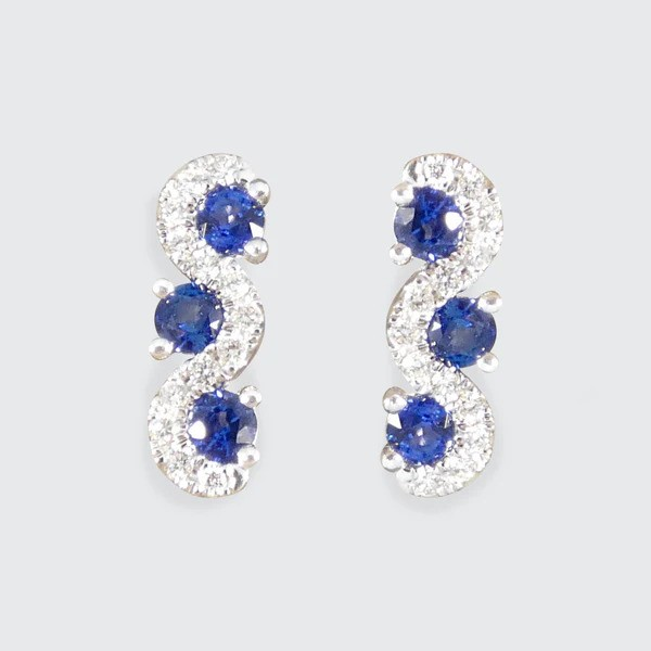 Sapphire and diamond earrings in platinum.