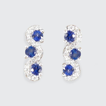 Sapphire and diamond earrings in platinum.