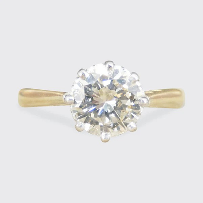 Classic 1.16 Carat Diamond Solitaire Engagement Ring In 18 Carat Yellow And White Gold