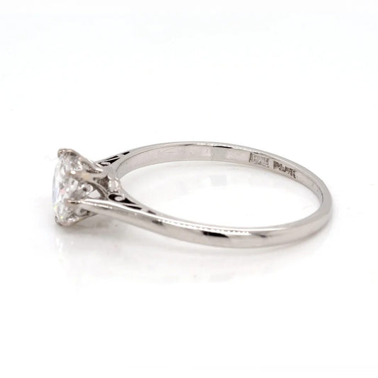 Art Deco Diamond Solitaire Ring In Platinum
