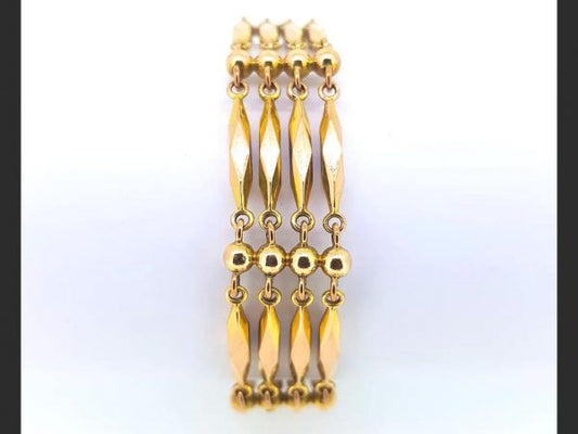 Geometric design gate bracelet, 9ct yellow gold, 17.5g