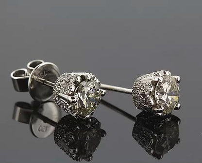 1.51ct Diamond and 18ct Gold Solitaire Stud Earrings; single-stone diamond studs featuring round diamonds totaling 1.51cts, four-claw set, 18ct white gold.