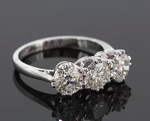 Diamond Three Stone Ring, 2.34 carats, in Platinum