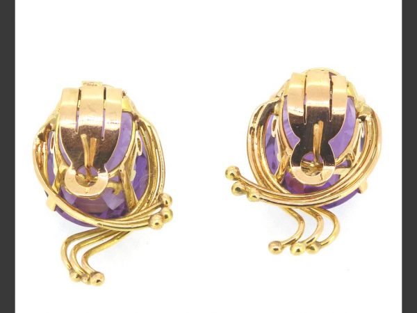 Amethyst Stud Earrings, 18ct Yellow Gold, circa 1960's